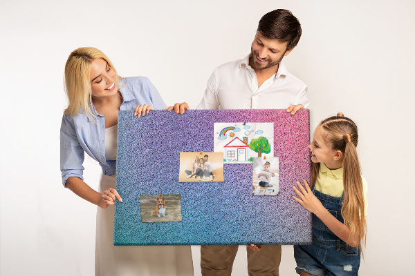 Tableau affichage liège Dégradé de couleurs dans les tons de violet.