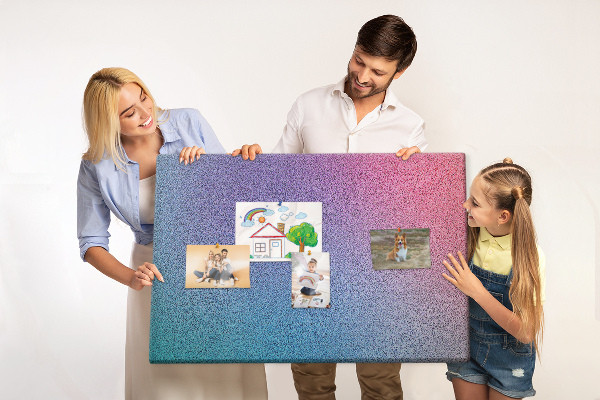 Tableau affichage liège Dégradé de couleurs dans les tons de violet.