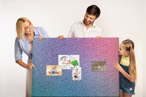 Tableau affichage liège Dégradé de couleurs dans les tons de violet.