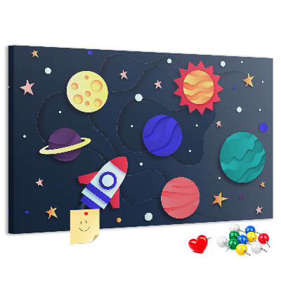 Tableau de liège Un voyage spatial à travers des planètes colorées