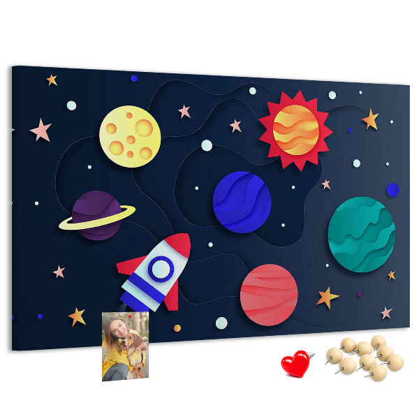 Tableau de liège Un voyage spatial à travers des planètes colorées