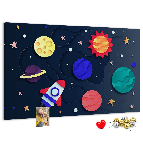 Tableau de liège Un voyage spatial à travers des planètes colorées