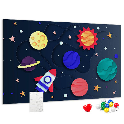 Tableau de liège Un voyage spatial à travers des planètes colorées