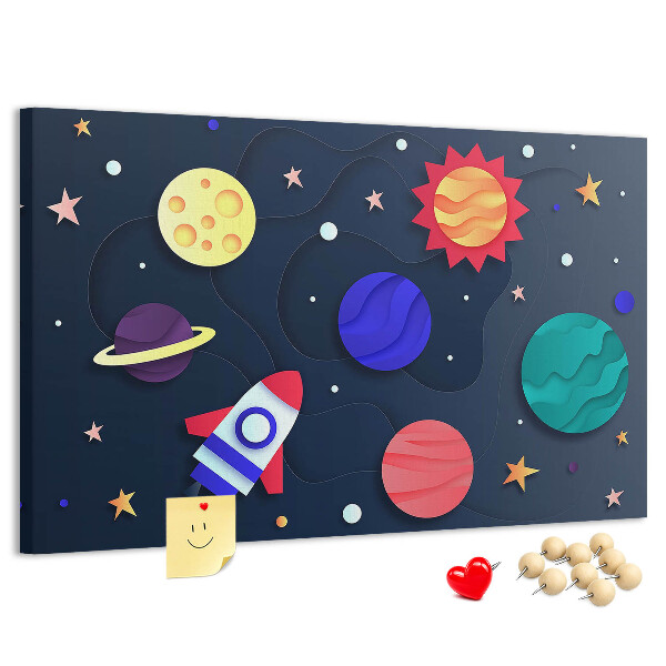Tableau de liège Un voyage spatial à travers des planètes colorées