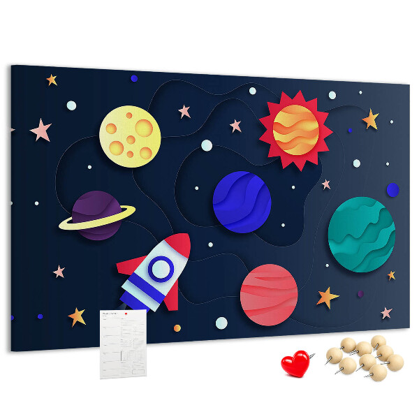 Tableau de liège Un voyage spatial à travers des planètes colorées
