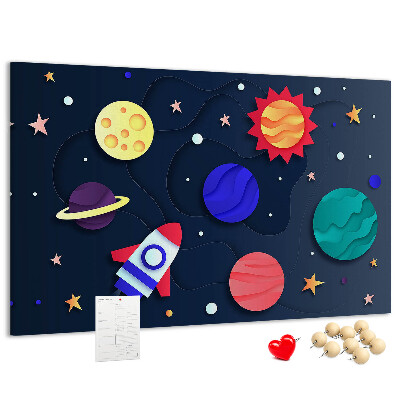 Tableau de liège Un voyage spatial à travers des planètes colorées