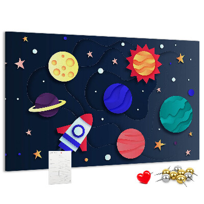 Tableau de liège Un voyage spatial à travers des planètes colorées