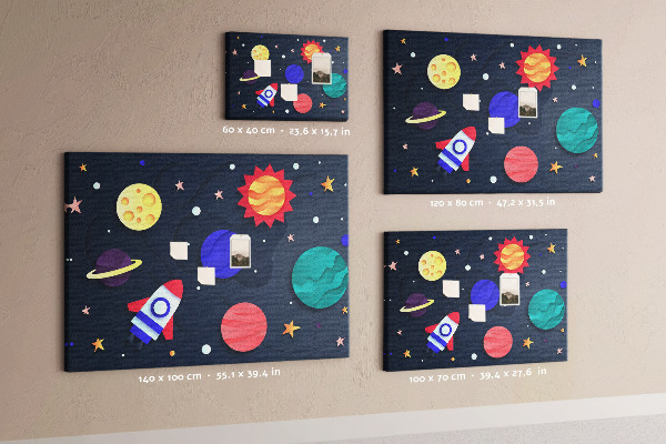 Tableau de liège Un voyage spatial à travers des planètes colorées