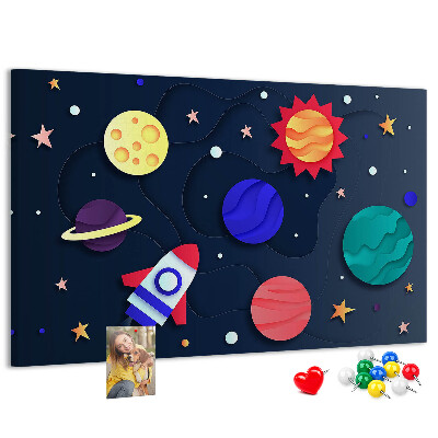 Tableau de liège Un voyage spatial à travers des planètes colorées