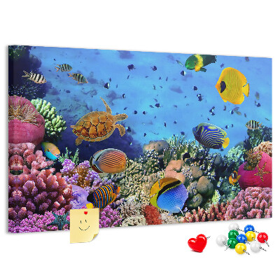 Tableau en liège Un monde tropical de couleurs sous-marines et de poissons