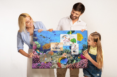 Tableau en liège Un monde tropical de couleurs sous-marines et de poissons