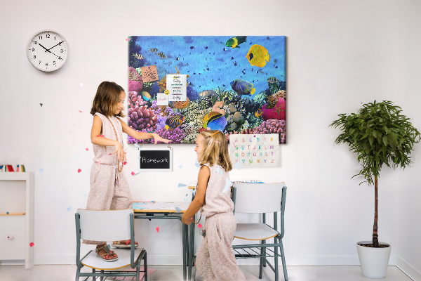 Tableau en liège Un monde tropical de couleurs sous-marines et de poissons