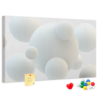 Tableau de liège Boules blanches sur fond clair