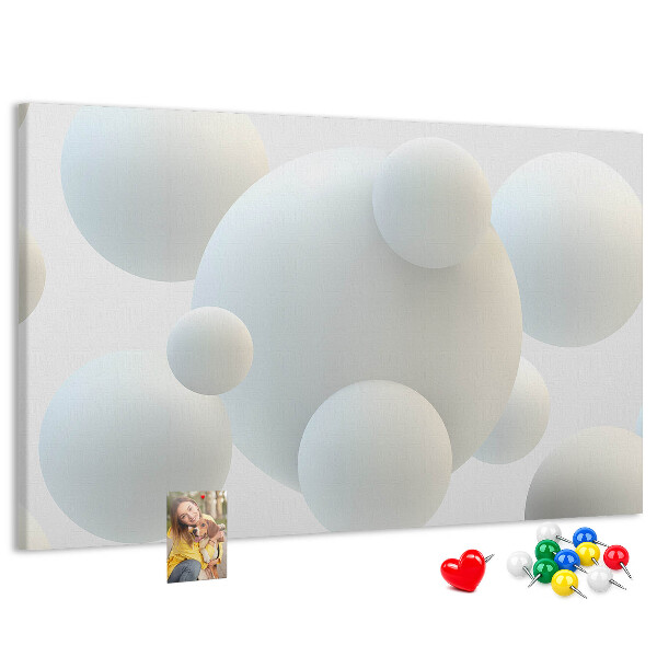 Tableau de liège Boules blanches sur fond clair