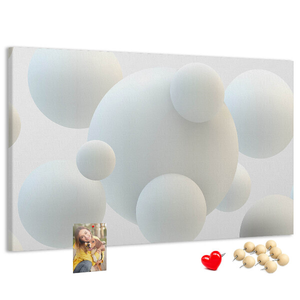 Tableau de liège Boules blanches sur fond clair