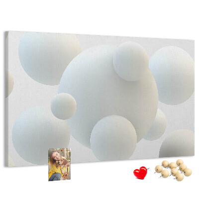 Tableau de liège Boules blanches sur fond clair