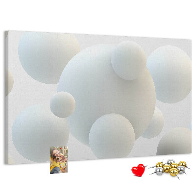 Tableau de liège Boules blanches sur fond clair
