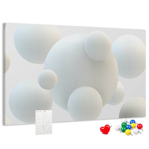 Tableau de liège Boules blanches sur fond clair