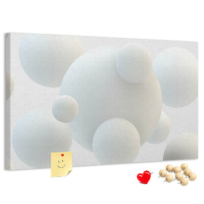 Tableau de liège Boules blanches sur fond clair