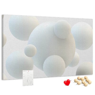 Tableau de liège Boules blanches sur fond clair