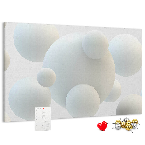 Tableau de liège Boules blanches sur fond clair
