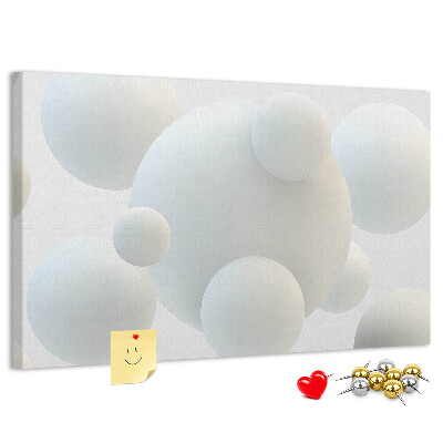 Tableau de liège Boules blanches sur fond clair