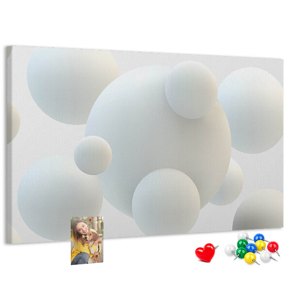 Tableau de liège Boules blanches sur fond clair