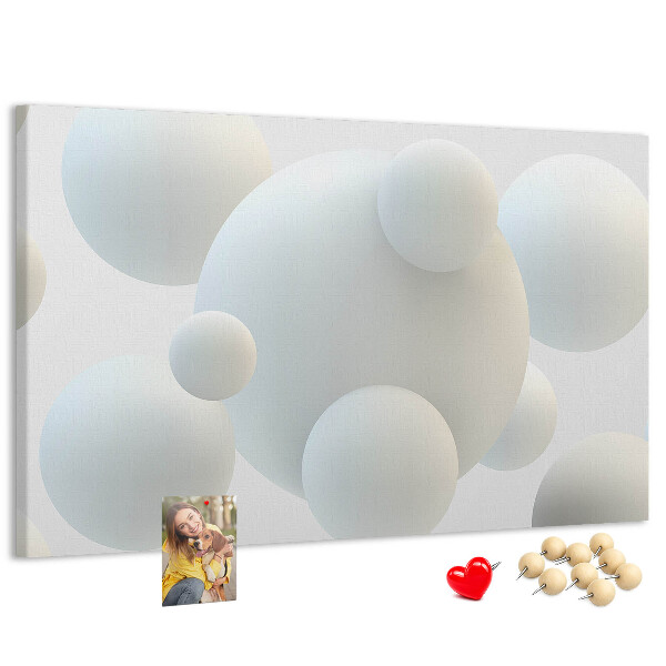 Tableau de liège Boules blanches sur fond clair