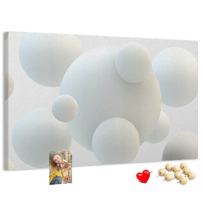 Tableau de liège Boules blanches sur fond clair