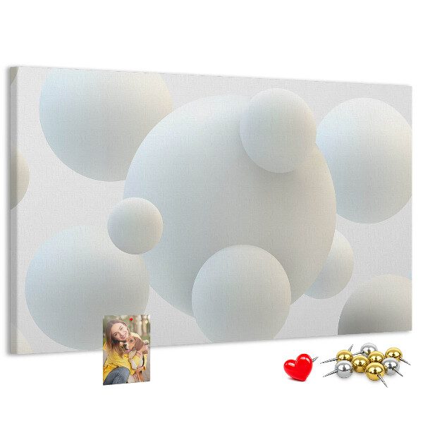Tableau de liège Boules blanches sur fond clair
