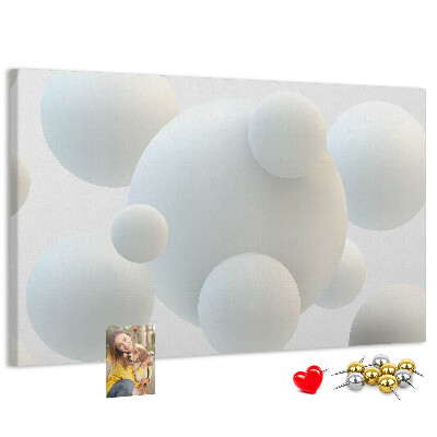 Tableau de liège Boules blanches sur fond clair