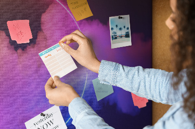 Tableau en liège Des nuages colorés avec un cercle néon
