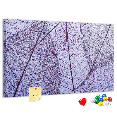 Tableau affichage liège Un délicat motif de feuilles sur fond violet