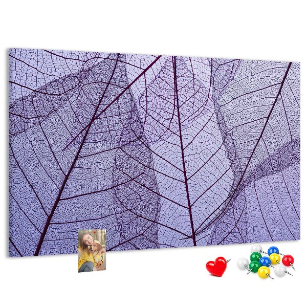 Tableau affichage liège Un délicat motif de feuilles sur fond violet