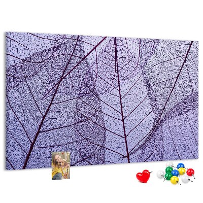 Tableau affichage liège Un délicat motif de feuilles sur fond violet