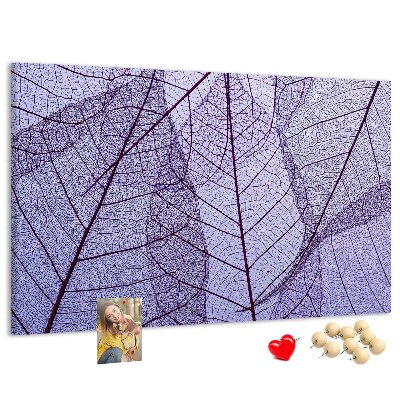 Tableau affichage liège Un délicat motif de feuilles sur fond violet