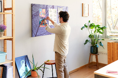 Tableau affichage liège Un délicat motif de feuilles sur fond violet