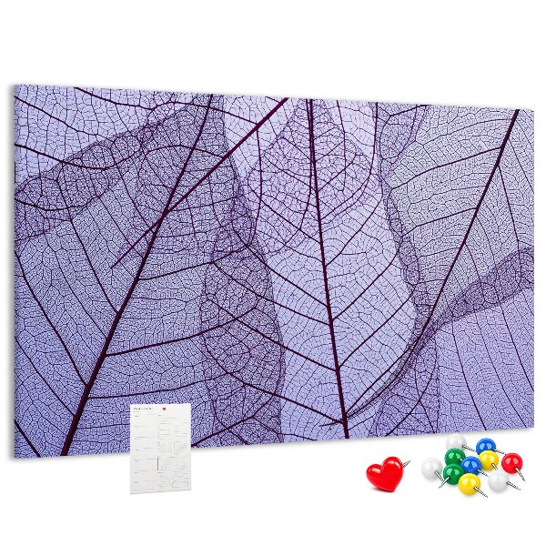 Tableau affichage liège Un délicat motif de feuilles sur fond violet