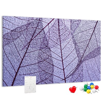 Tableau affichage liège Un délicat motif de feuilles sur fond violet