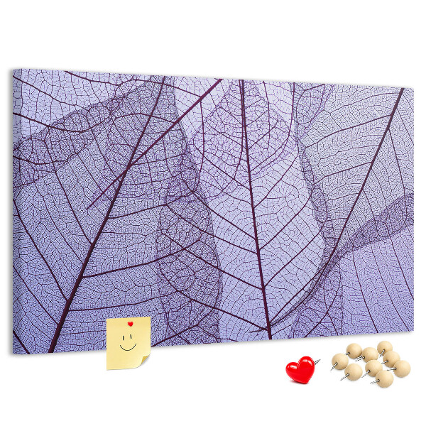 Tableau affichage liège Un délicat motif de feuilles sur fond violet