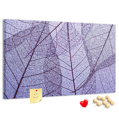 Tableau affichage liège Un délicat motif de feuilles sur fond violet