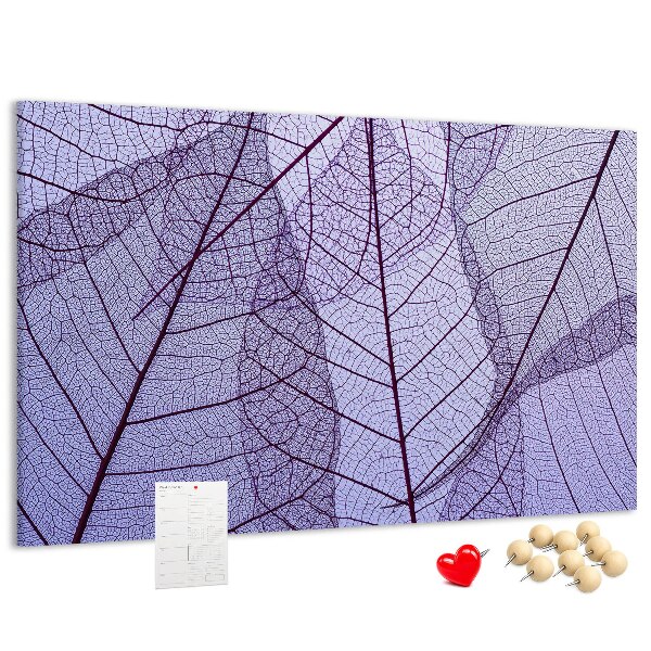 Tableau affichage liège Un délicat motif de feuilles sur fond violet