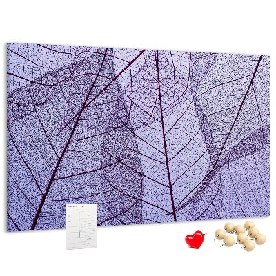 Tableau affichage liège Un délicat motif de feuilles sur fond violet