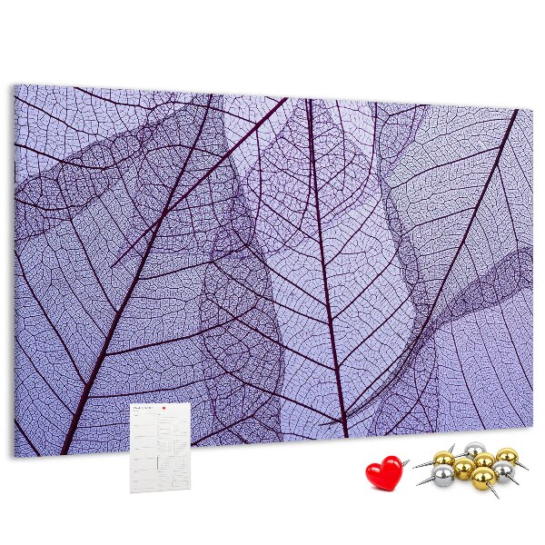 Tableau affichage liège Un délicat motif de feuilles sur fond violet