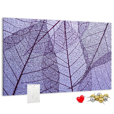 Tableau affichage liège Un délicat motif de feuilles sur fond violet