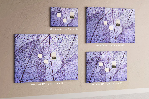 Tableau affichage liège Un délicat motif de feuilles sur fond violet