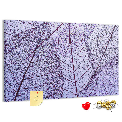 Tableau affichage liège Un délicat motif de feuilles sur fond violet