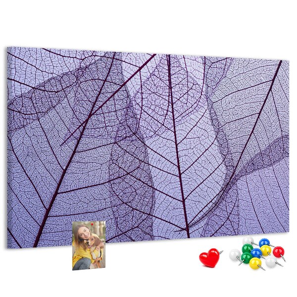 Tableau affichage liège Un délicat motif de feuilles sur fond violet