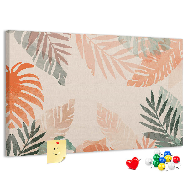 Tableau de liège Feuilles tropicales aux teintes pastel