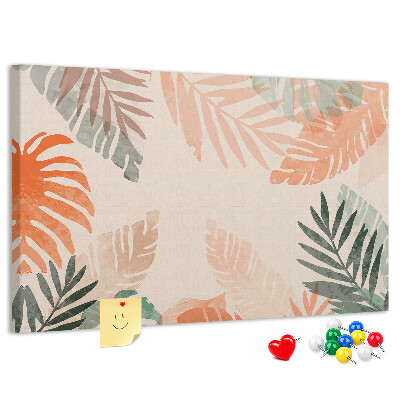 Tableau de liège Feuilles tropicales aux teintes pastel